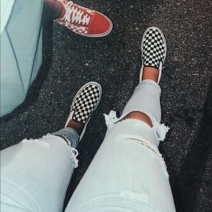 Checkerboard Vans Unisex Size 9 W Size 7.5 M